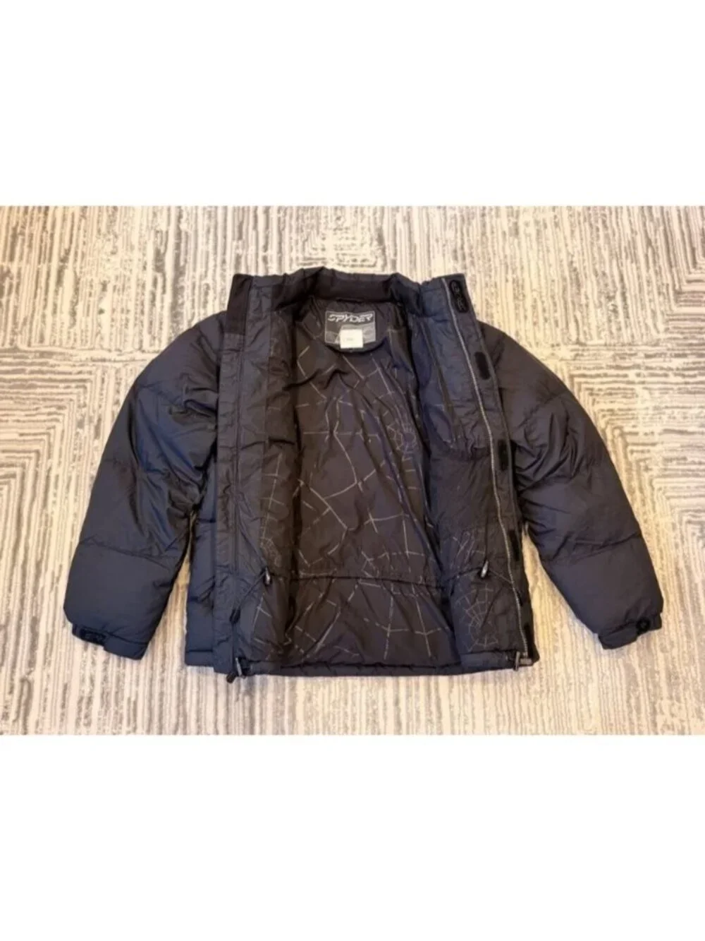 SPYDER boys size 14 black Winter puffer coat